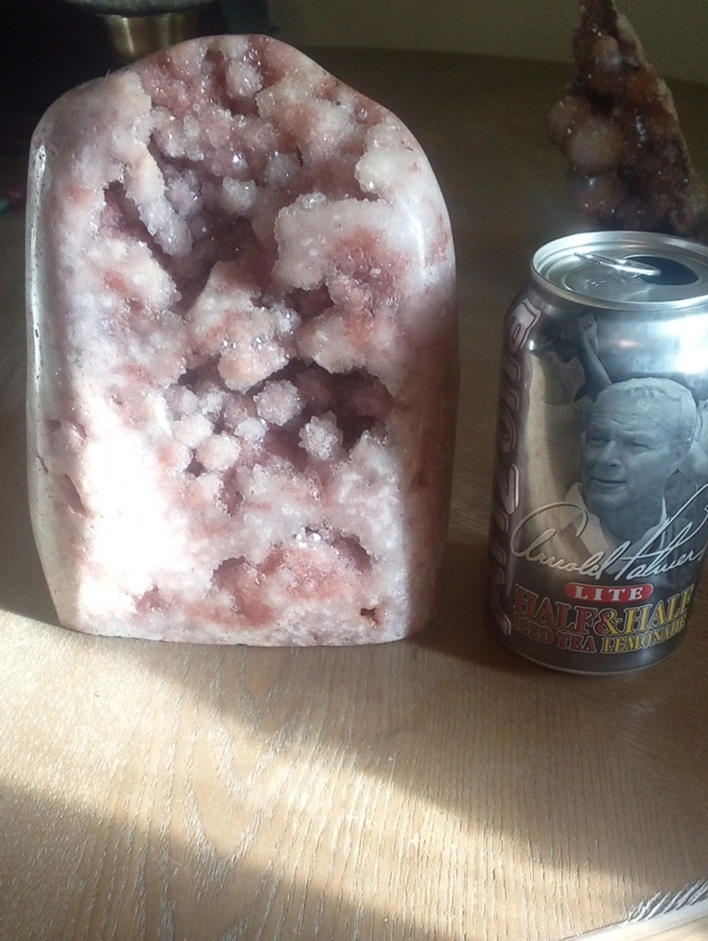 Natural Pink Crystal Geode Decorative Accent